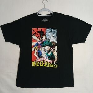 Funination My Hero Academia Men's XL Character Montage Graphic Black Tee